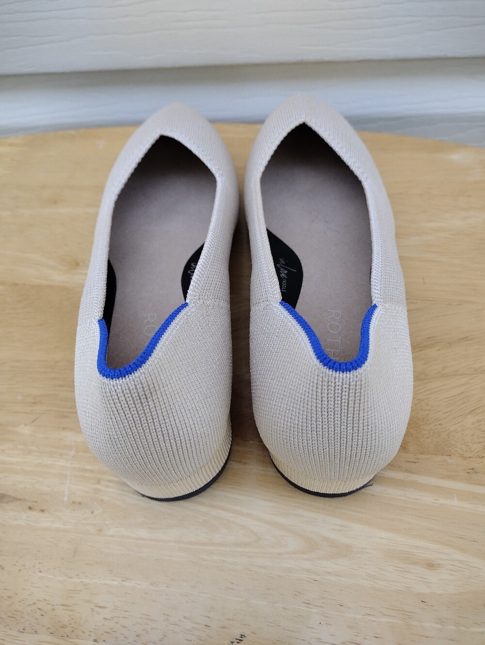 Rothys The High Point Heels Womens 8.5 Beige Knit Block Heel Comfort Pump Shoes - Picture 4 of 6
